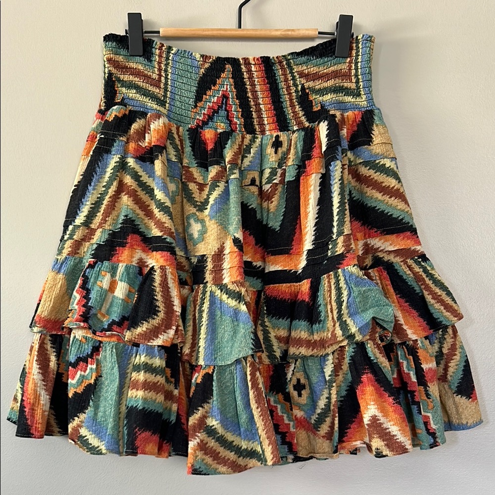 Vintage Lauren by Ralph Lauren Southwestern Tiered Ruffle Layer Skirt Size 8